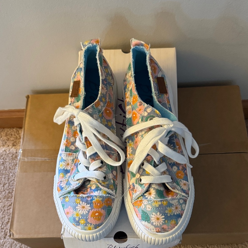 Blowfish Floral Canvas Sneakers with White Laces